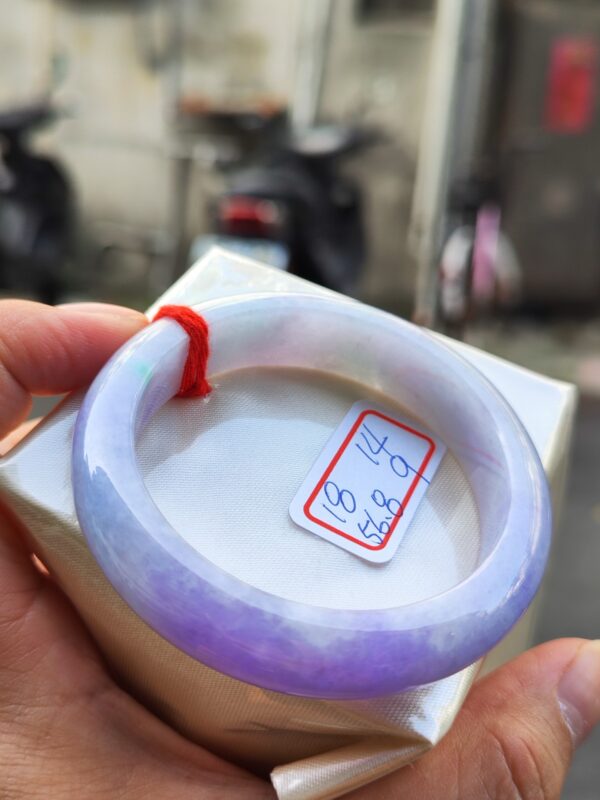 天然緬甸玉A貨 濃豔紫羅蘭春彩正圈厚庄手鐲