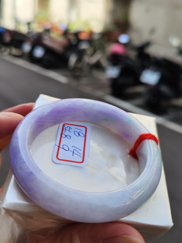 天然緬甸玉A貨 濃豔紫羅蘭春彩正圈厚庄手鐲