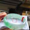 天然緬甸玉A貨 頂級放光玻璃種寬版飄綠花正圈手鐲