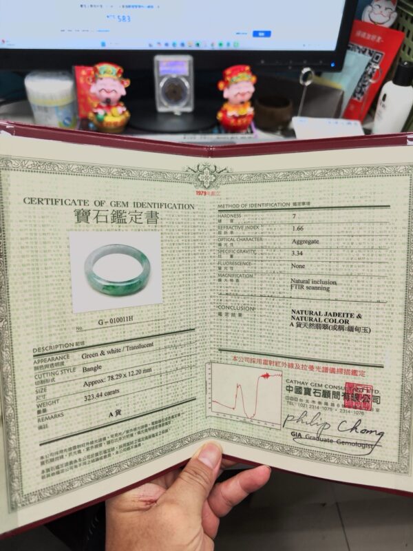 天然緬甸玉A貨 ((糯冰種))飄陽綠正圈厚庄手鐲