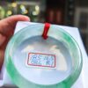 天然緬甸玉A貨 頂級放光玻璃種寬版飄綠花正圈手鐲