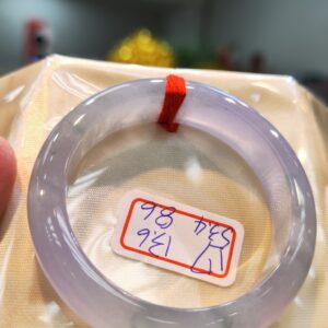 天然緬甸玉A貨 放光玻璃種紫羅蘭飄花正圈厚庄手鐲