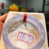 天然緬甸玉A貨 放光玻璃種紫羅蘭飄花正圈厚庄手鐲