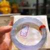 天然緬甸玉A貨 放光玻璃種紫羅蘭飄花正圈厚庄手鐲