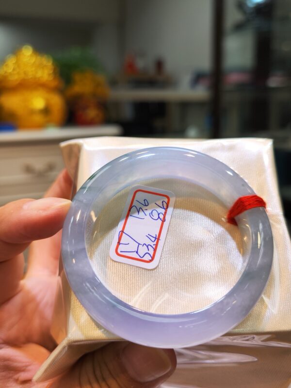天然緬甸玉A貨 放光玻璃種紫羅蘭飄花正圈厚庄手鐲