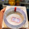 天然緬甸玉A貨 放光玻璃種紫羅蘭飄花正圈厚庄手鐲