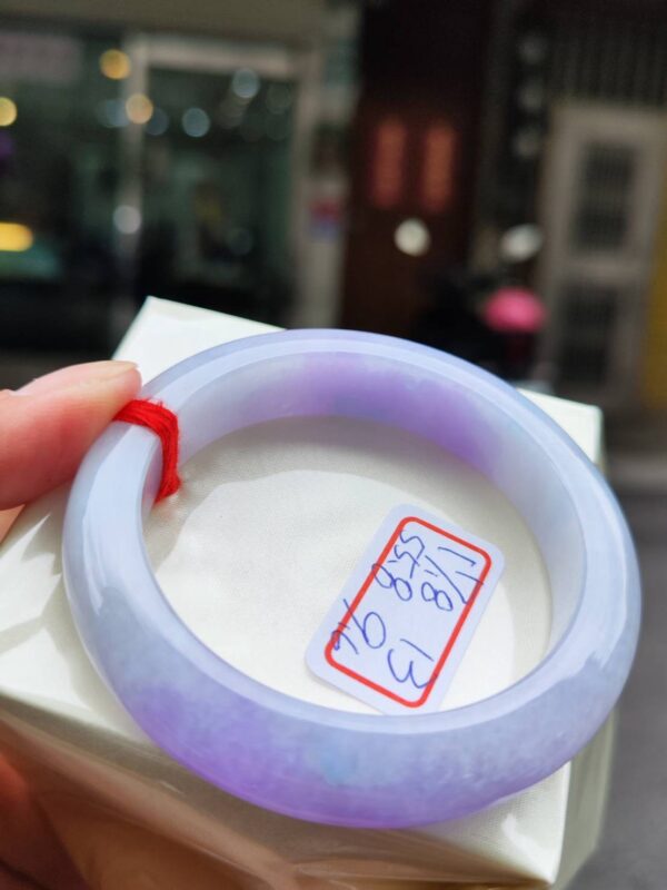 天然緬甸玉A貨 濃豔紫羅蘭正圈厚庄手鐲