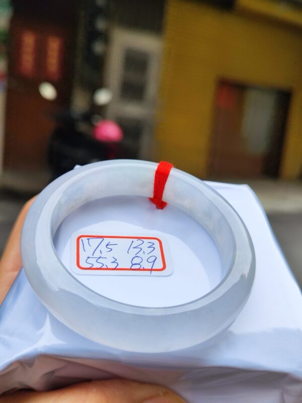 天然緬甸玉A貨 (( 玻璃種))白月光正圈超厚庄手鐲