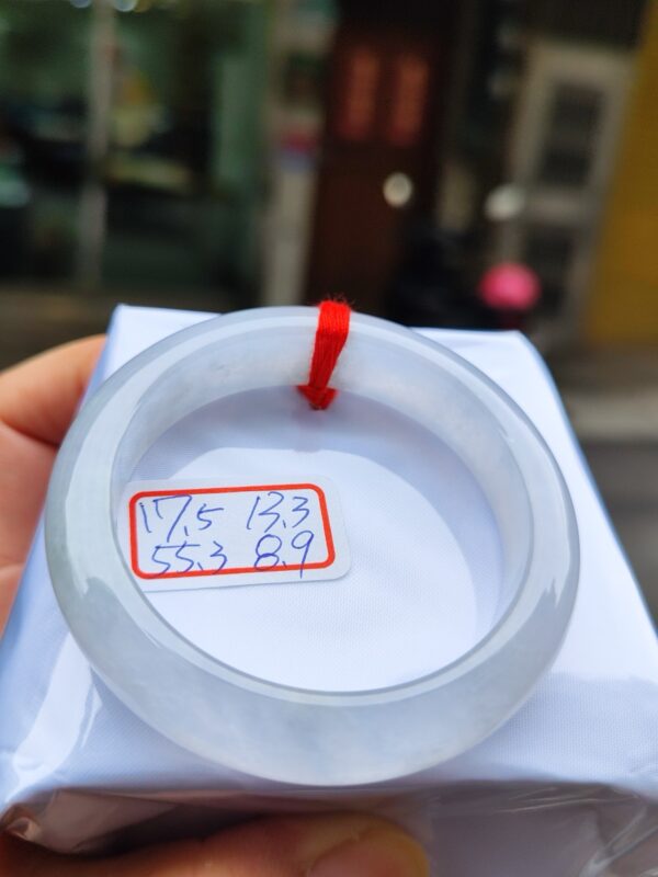 天然緬甸玉A貨 (( 玻璃種))白月光正圈超厚庄手鐲