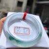 天然緬甸玉A貨 放光玻璃種飄花厚庄正圈手鐲