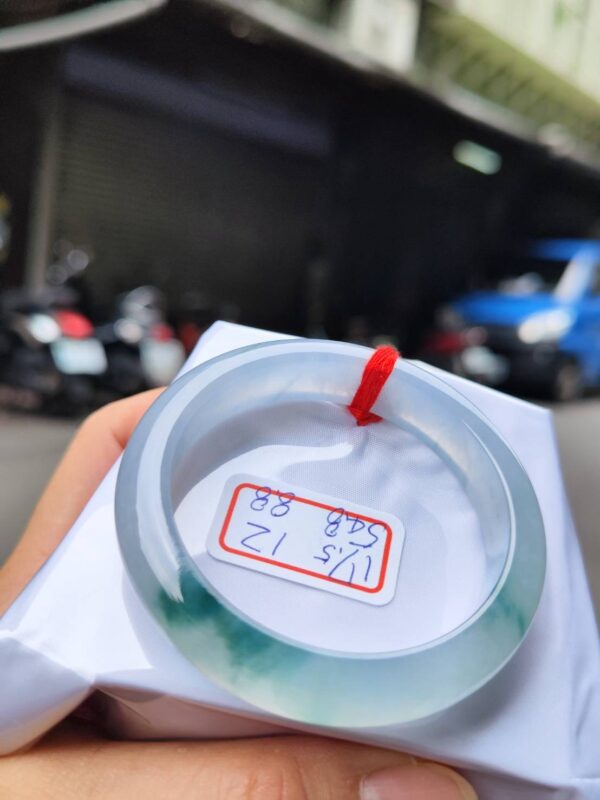 天然緬甸玉A貨 放光玻璃種飄花厚庄正圈手鐲