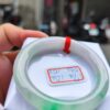 天然緬甸玉A貨 冰種淡紫春彩正圈圓骨手鐲