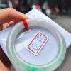 天然緬甸玉A貨 冰種淡紫春彩正圈圓骨手鐲