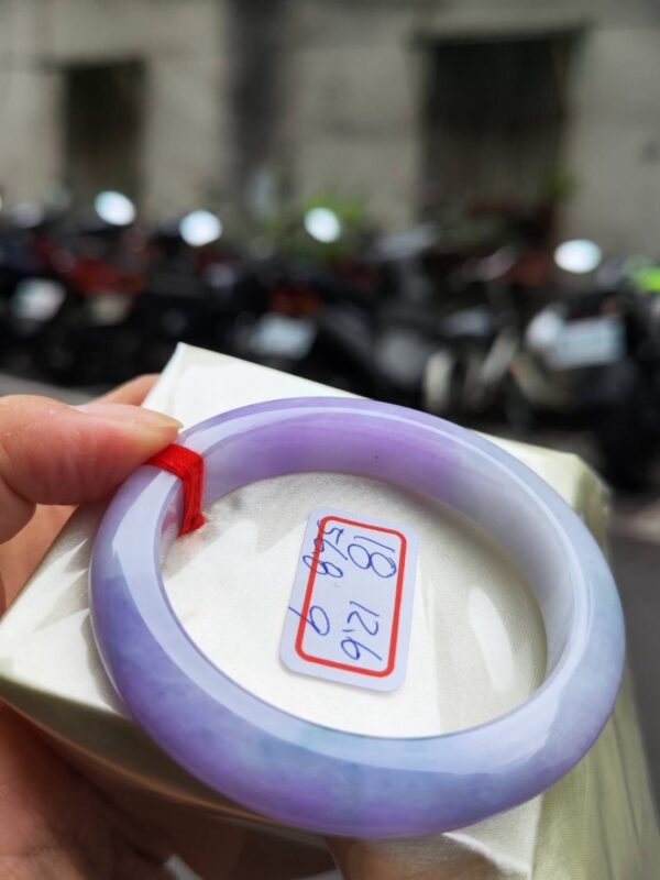 天然緬甸玉A貨 濃豔紫羅蘭正圈厚庄手鐲