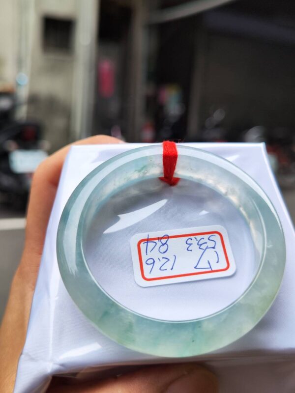 天然緬甸玉A貨 放光玻璃種飄花厚庄正圈手鐲