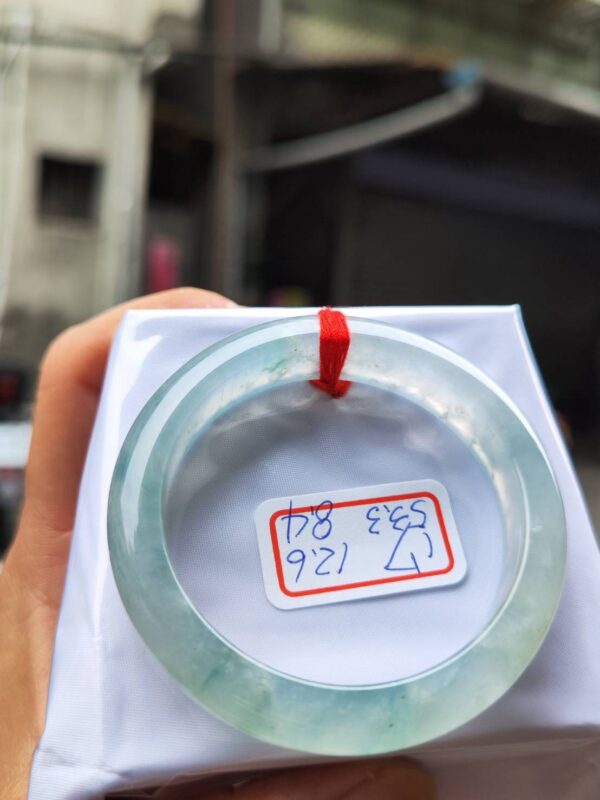 天然緬甸玉A貨 放光玻璃種飄花厚庄正圈手鐲