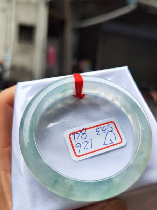 天然緬甸玉A貨 放光玻璃種飄花厚庄正圈手鐲