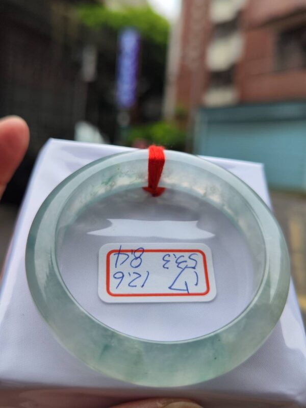 天然緬甸玉A貨 放光玻璃種飄花厚庄正圈手鐲