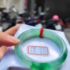天然緬甸玉A貨 冰種飄陽綠厚庄正圈手鐲