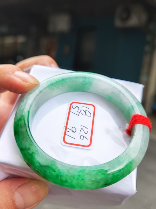 💚 天然緬甸A貨｜冰透飄辣陽綠正圈厚庄手鐲
