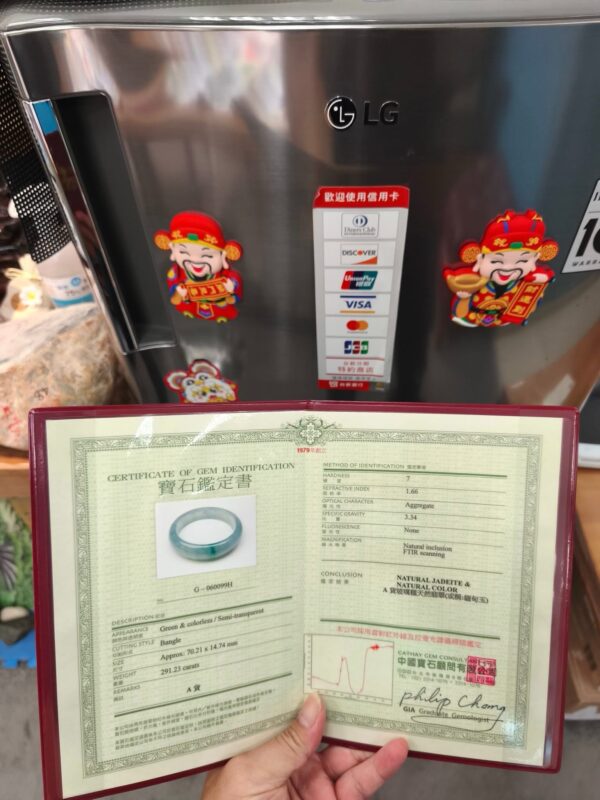 天然緬甸A貨玻璃種飄綠玉鐲｜寬版正圈