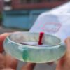天然緬甸A貨玻璃種飄綠玉鐲｜寬版正圈
