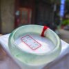 天然緬甸A貨玻璃種飄綠玉鐲｜寬版正圈
