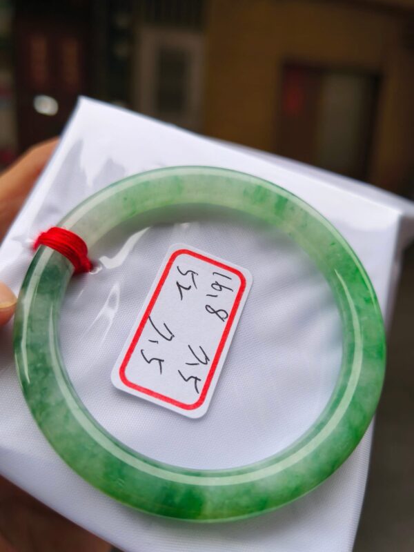 天然緬甸玉A貨正圈圓骨手鐲｜冰種飄陽綠｜
