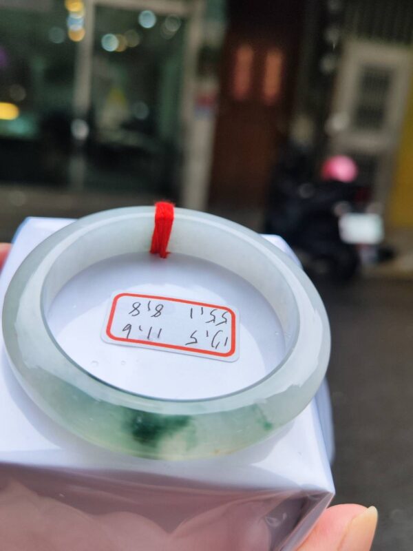 天然緬甸玉A貨正圈款｜冰玻種飄綠花手鐲｜