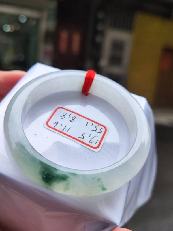 天然緬甸玉A貨正圈款｜冰玻種飄綠花手鐲｜