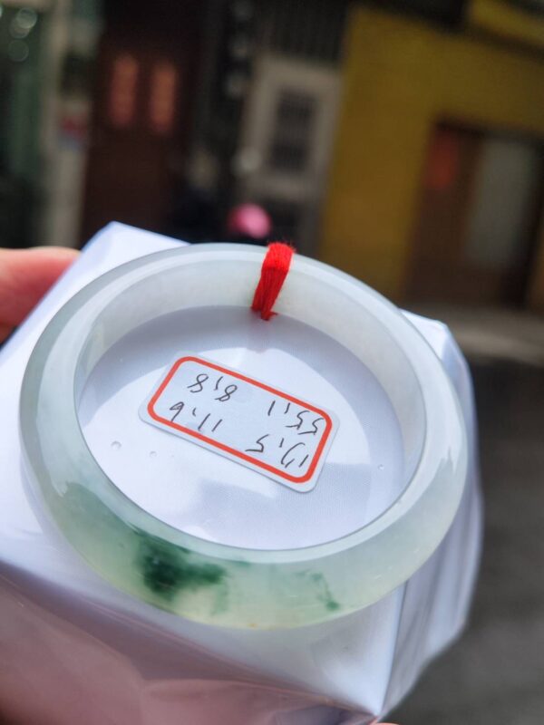 天然緬甸玉A貨正圈款｜冰玻種飄綠花手鐲｜