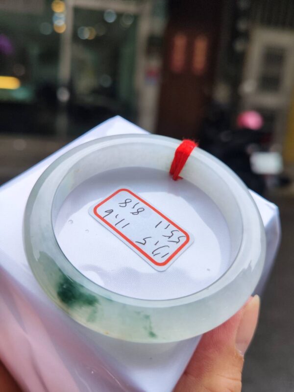 天然緬甸玉A貨正圈款｜冰玻種飄綠花手鐲｜