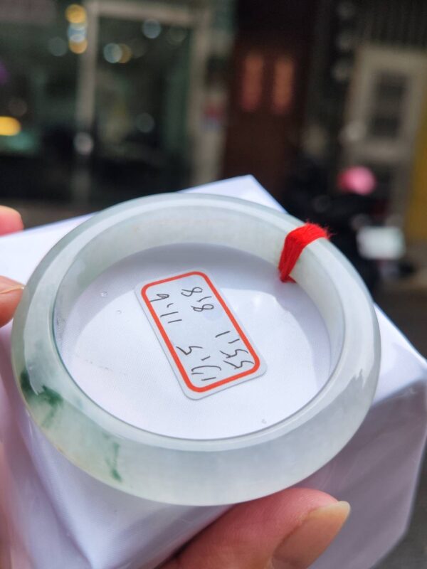 天然緬甸玉A貨正圈款｜冰玻種飄綠花手鐲｜