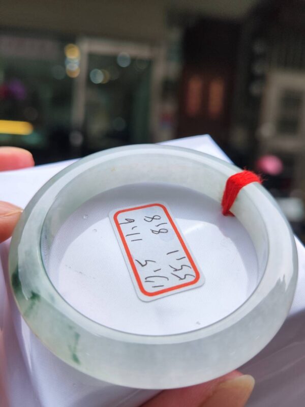 天然緬甸玉A貨正圈款｜冰玻種飄綠花手鐲｜