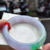 天然緬甸玉A貨《冰種春彩》正圈厚庄手鐲