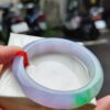天然緬甸玉A貨《冰種春彩》正圈厚庄手鐲