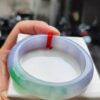 天然緬甸玉A貨《冰種春彩》正圈厚庄手鐲