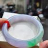 天然緬甸玉A貨《冰種春彩》正圈厚庄手鐲