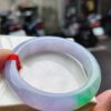 天然緬甸玉A貨《冰種春彩》正圈厚庄手鐲