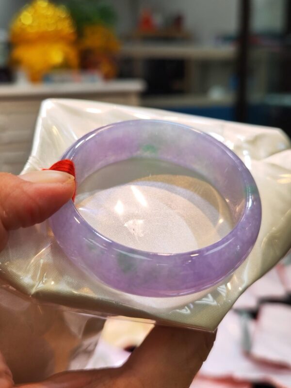 天然緬甸玉 A 貨｜冰種濃豔紫羅蘭春彩正圈寬版手鐲