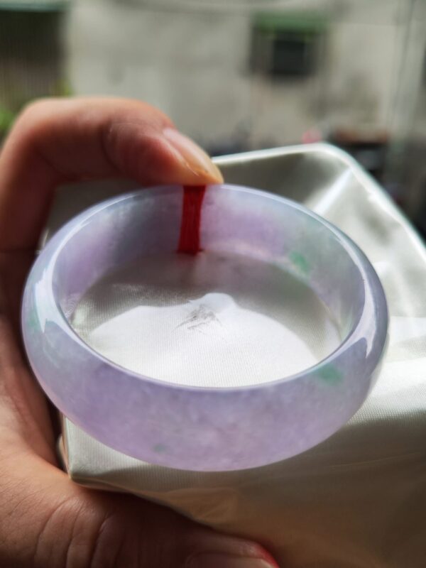天然緬甸玉 A 貨｜冰種濃豔紫羅蘭春彩正圈寬版手鐲