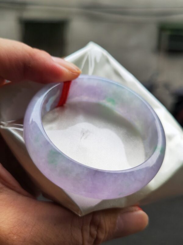 天然緬甸玉 A 貨｜冰種濃豔紫羅蘭春彩正圈寬版手鐲