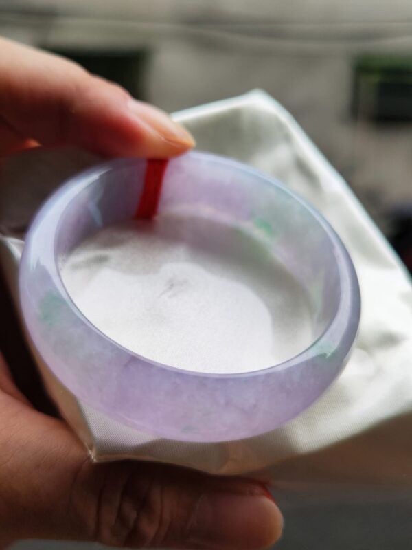 天然緬甸玉 A 貨｜冰種濃豔紫羅蘭春彩正圈寬版手鐲