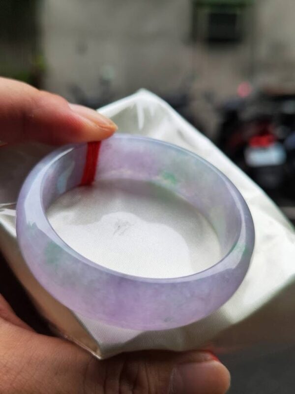 天然緬甸玉 A 貨｜冰種濃豔紫羅蘭春彩正圈寬版手鐲