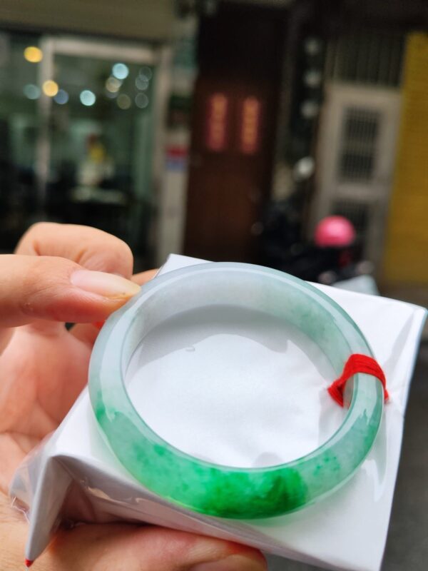 天然緬甸玉 A 貨｜飄陽綠正圈厚庄手鐲