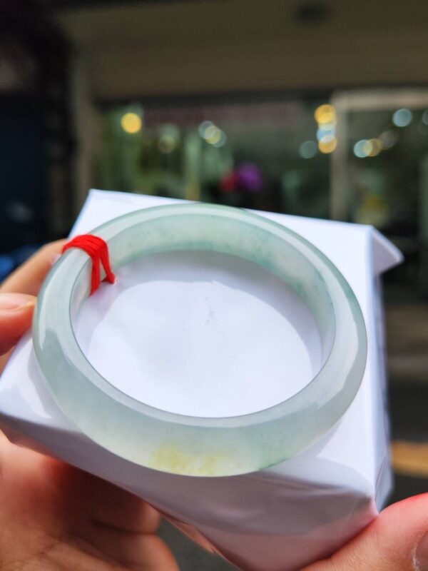 天然緬甸玉A貨 放光玻璃種飄蜜黃正圈厚庄手鐲