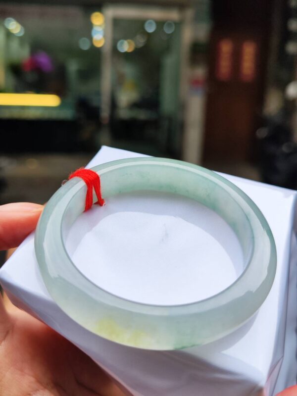 天然緬甸玉A貨 放光玻璃種飄蜜黃正圈厚庄手鐲