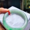 天然緬甸玉A貨 飄陽綠正圈厚庄手鐲