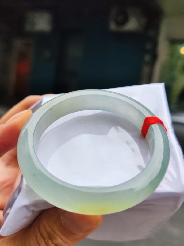 天然緬甸玉A貨｜放光玻璃種 飄蜜黃正圈厚庄手鐲