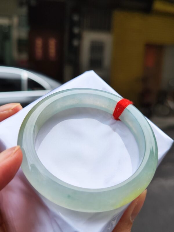 天然緬甸玉A貨｜放光玻璃種 飄蜜黃正圈厚庄手鐲